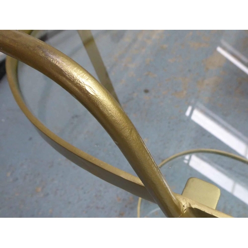 130 - COCKTAIL TROLLEY, mid century Italian style, gilt metal and glass, 80cm x 45cm x 80cm.