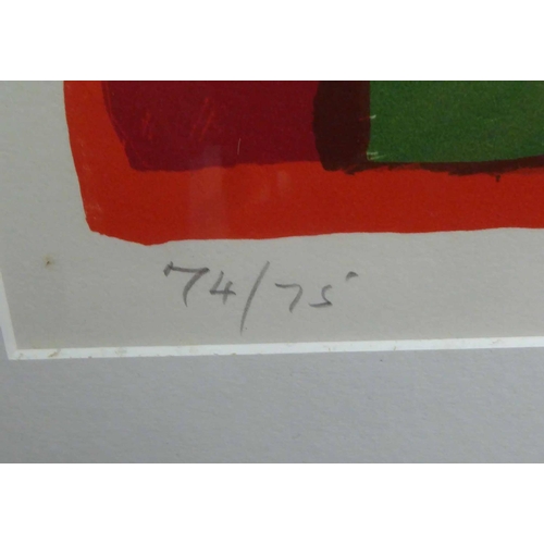 156 - JOHN HOYLAND RA 'Small Swiss Red', 1968, lithograph on colours, on BFK Rives paper, signed and dated... 