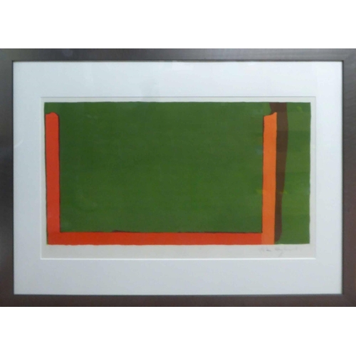 157 - JOHN HOYLAND RA 'Small Swiss Green', 1968, lithograph in colours, on BFK Rives paper, signed in penc... 