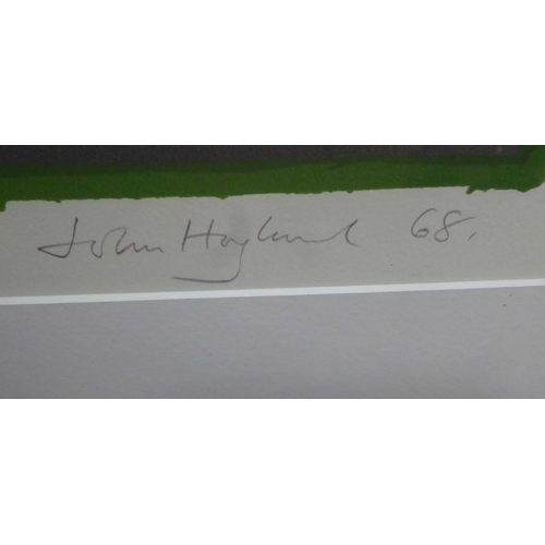 158 - JOHN HOYLAND RA 'Large Green Swiss', 1968, lithograph in colours, on BFK Rives paper, signed and dat... 