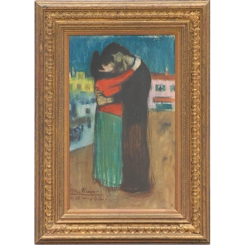 173 - PABLO PICASSO 'Le Couple', quadrichrome, signed in the plate, printed by Spadem Ref Barcelona, 48cm ... 