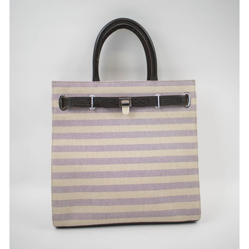 393 - ASPREY STEAMER COLLECTION STRIPED BAG AND MATCHING WALLET, 28cm x 28cm H x 8cm and wallet with zippe... 