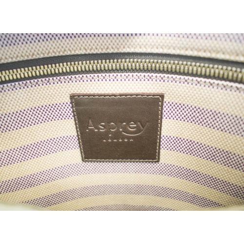 393 - ASPREY STEAMER COLLECTION STRIPED BAG AND MATCHING WALLET, 28cm x 28cm H x 8cm and wallet with zippe... 