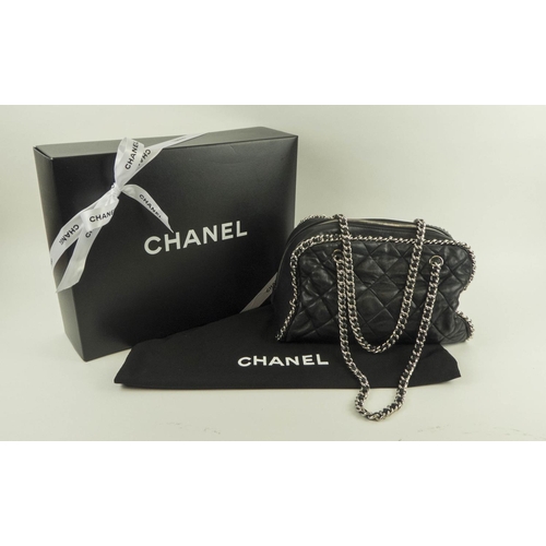 394 - CHANEL QUILTED CHAIN STRAP BOWLER BAG, interwoven chain as shoulder strap and trim around the body, ... 