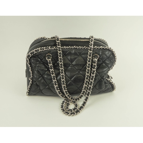 394 - CHANEL QUILTED CHAIN STRAP BOWLER BAG, interwoven chain as shoulder strap and trim around the body, ... 