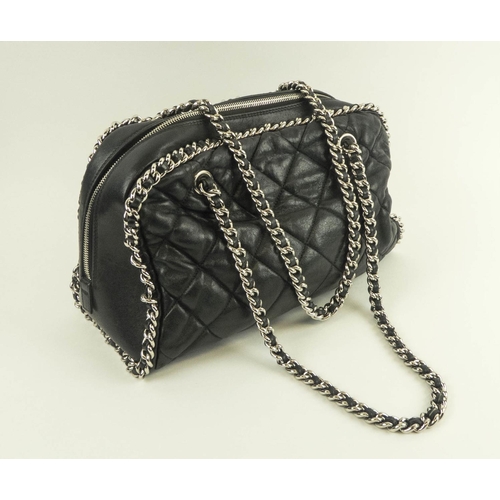 394 - CHANEL QUILTED CHAIN STRAP BOWLER BAG, interwoven chain as shoulder strap and trim around the body, ... 