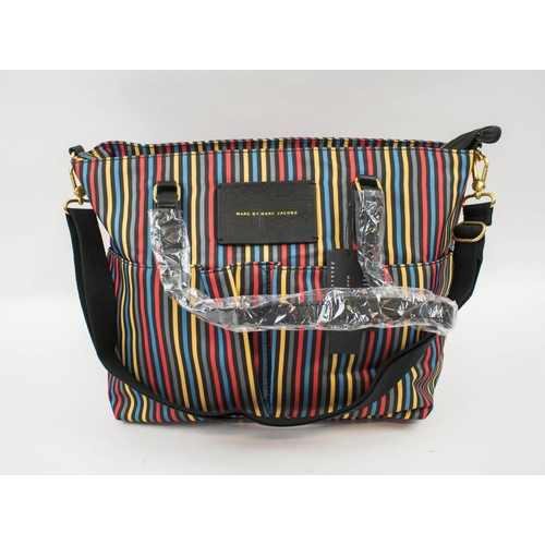 395 - MARC JACOBS TOTE BAG, multicoloured stripe fabric with top zip closure, two front pockets, adjustabl... 