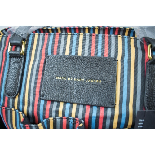 395 - MARC JACOBS TOTE BAG, multicoloured stripe fabric with top zip closure, two front pockets, adjustabl... 