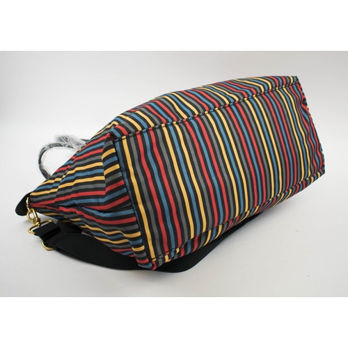 395 - MARC JACOBS TOTE BAG, multicoloured stripe fabric with top zip closure, two front pockets, adjustabl... 