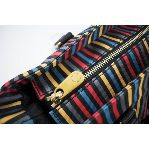 395 - MARC JACOBS TOTE BAG, multicoloured stripe fabric with top zip closure, two front pockets, adjustabl... 