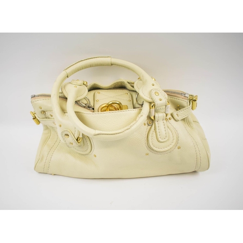 396 - CHLOE' PADDINGTON PADLOCK BAG, double zipper closure with a foldover oversized lock, fabric lining w... 