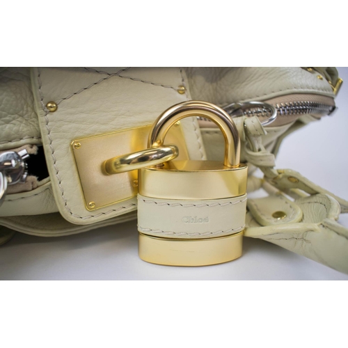 396 - CHLOE' PADDINGTON PADLOCK BAG, double zipper closure with a foldover oversized lock, fabric lining w... 