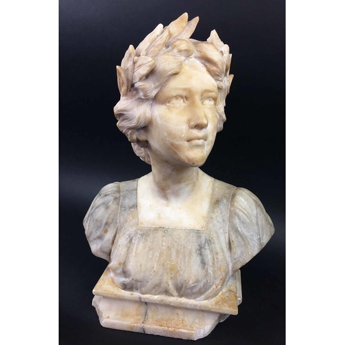 409 - BUST, late 19th century Italian Carrara marble, 47cm H x 36cm W (with faults, chipped)