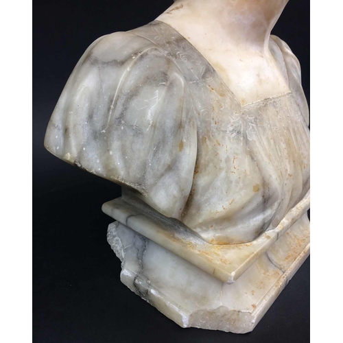 409 - BUST, late 19th century Italian Carrara marble, 47cm H x 36cm W (with faults, chipped)