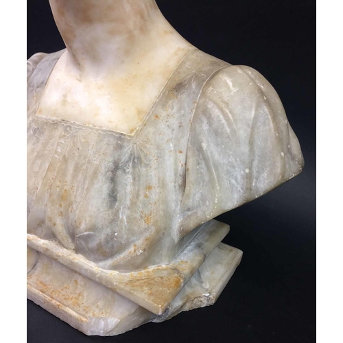 409 - BUST, late 19th century Italian Carrara marble, 47cm H x 36cm W (with faults, chipped)