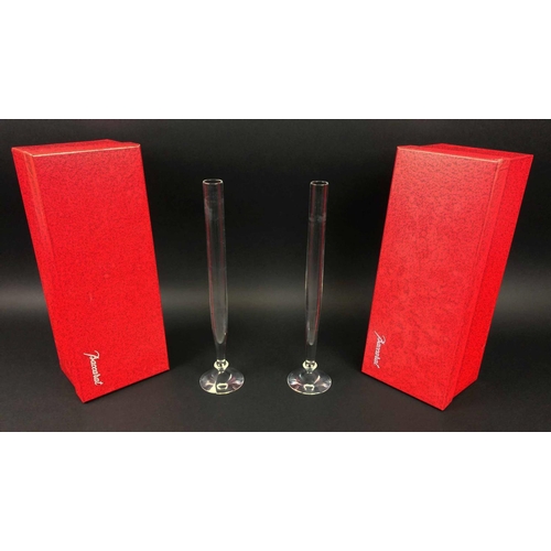 412 - BACCARAT VEGA BUD VASES, a pair, in original boxes, 32cm H. (2)