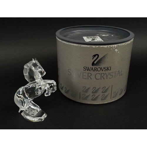 417 - BACCARAT TRANQUILITY ASHTRAYS, a pair, along with a rearing Swarovski silver crystal stallion, 16cm ... 