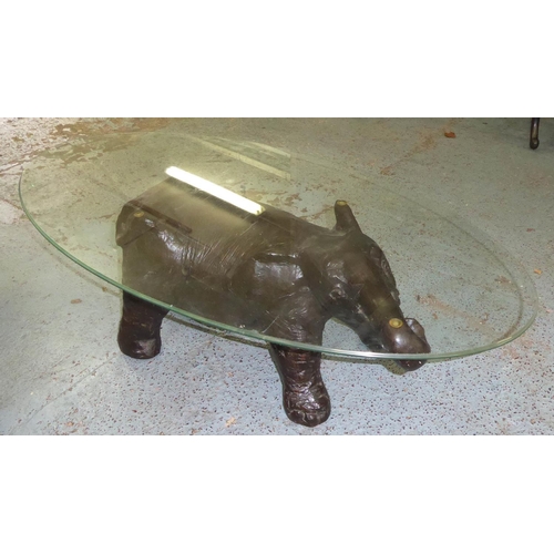 45 - ELEPHANT LOW TABLE, contemporary, glass top, 61cm x 122cm x 42cm.