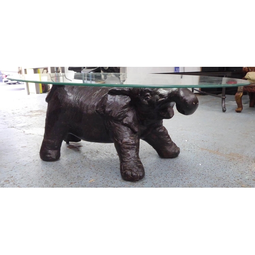 45 - ELEPHANT LOW TABLE, contemporary, glass top, 61cm x 122cm x 42cm.