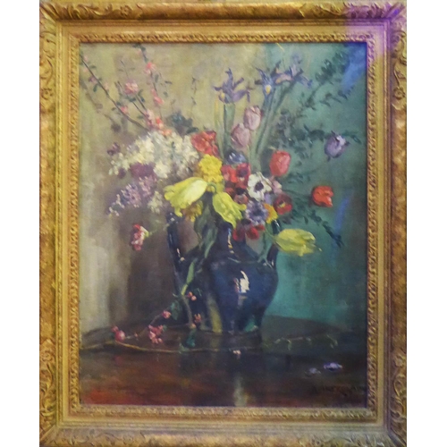 382 - ALEXANDER ǺKERBLADH (Swedish 1886-1958) 'May Flowers in a Vase', 1930, oil on canvas, signed, dated ... 