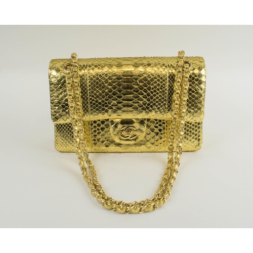 Sold at Auction: Chanel Classic Double Flap Gold Python Purse