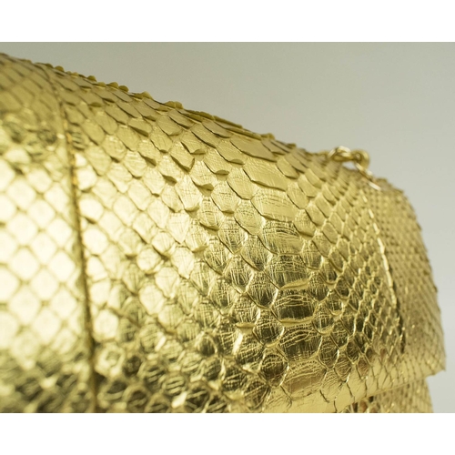 395a - CHANEL CLASSIC FLAP BAG, golden python with interwoven gold and leather chain, matching gold leather... 