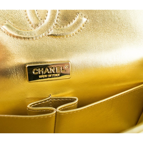 395a - CHANEL CLASSIC FLAP BAG, golden python with interwoven gold and leather chain, matching gold leather... 