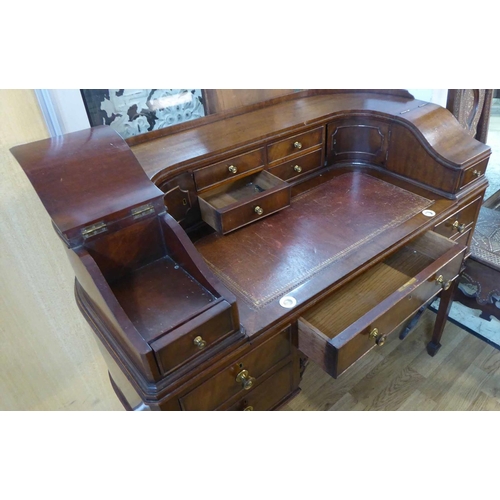 690 - CARLTON HOUSE DESK, early 20th century mahogany with superstructure of doors, drawers and compartmen... 