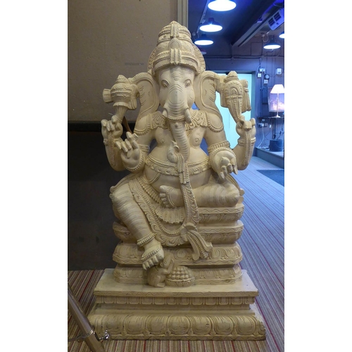 126 - GANESH, contemporary school carved wood study, 149cm H. (with faults)