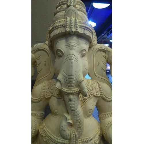126 - GANESH, contemporary school carved wood study, 149cm H. (with faults)