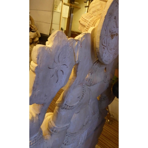 126 - GANESH, contemporary school carved wood study, 149cm H. (with faults)