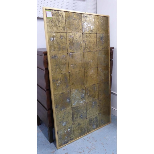131 - WALL MIRROR, eglomise style, segmented plate, 43cm x 83cm.