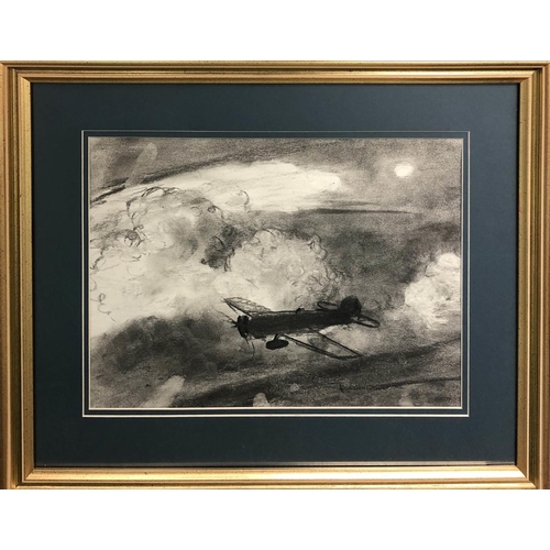 386 - DOUGLAS ETTRIDGE (1927-2009) 'Above the Clouds', charcoal and pencil, stamp to verso, 28cm x 36cm, f... 