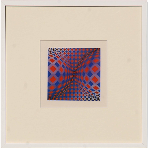 107 - VICTOR VASARELY 'Abstract Op Art 3', collotype, 20cm x 20cm, framed and glazed.