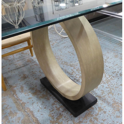 172 - OKA MAGICUS DINING TABLE, beveled glass top, 159cm x 92cm x 79.5cm approx.