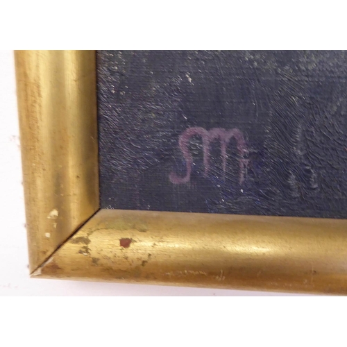 123 - STELLA MARSDEN (b.1921) 'Still Bay with Rising Moon', oil on canvas, signed, with label verso, monog... 