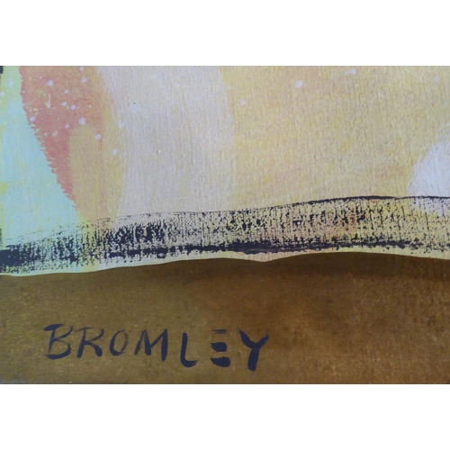 130 - DAVID BROMLEY (British b.1960) 'Gillian', acrylic and gold leaf on canvas, signed lower right, 122cm... 