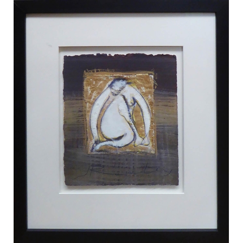 133 - JANN ROWLEY (Australian b.1941) 'Nude Studies', a set of four mixed media on paper, individually sig... 