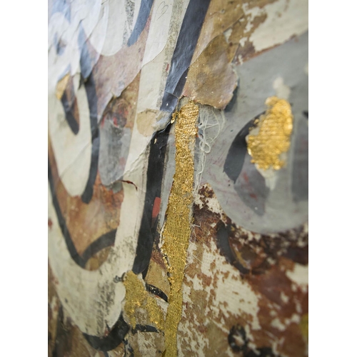 135 - ALFREDO ROMERO (Contemporary Spanish) 'Coca Cola', strappo, gold leaf, and graffiti on cotton canvas... 