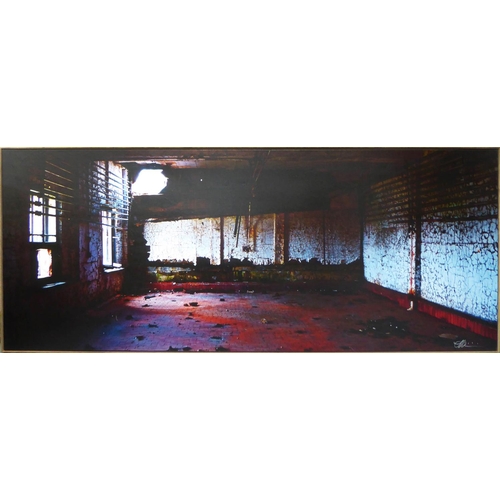 142 - LOUIS OLIVIERI (NY photographer) 'Derelict Warehouse', photographic print on canvas, signed lower ri... 