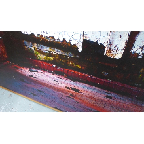 142 - LOUIS OLIVIERI (NY photographer) 'Derelict Warehouse', photographic print on canvas, signed lower ri... 