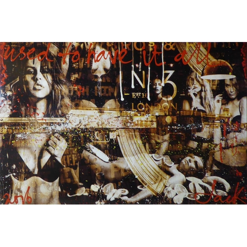 147 - JACK 'Used to Have it All', 2010, photoprint on canvas with acrylic, signed, titled and dated, 120cm... 