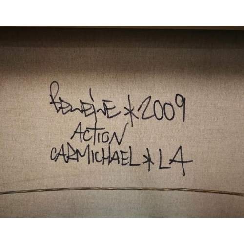 162 - BEN EINE (British b. 1970) 'Action', 2009, original screenprint on canvas, signed, titled and dated ... 