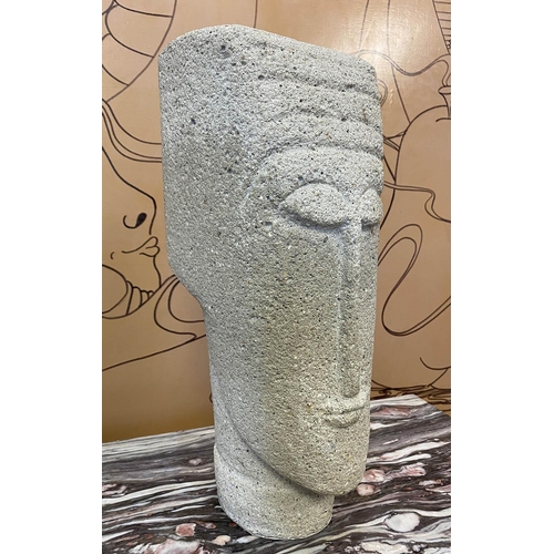 167 - GILLIAN MEIJER 'Monolithic Head', composite stone, 40cm x 20cm x 16cm.