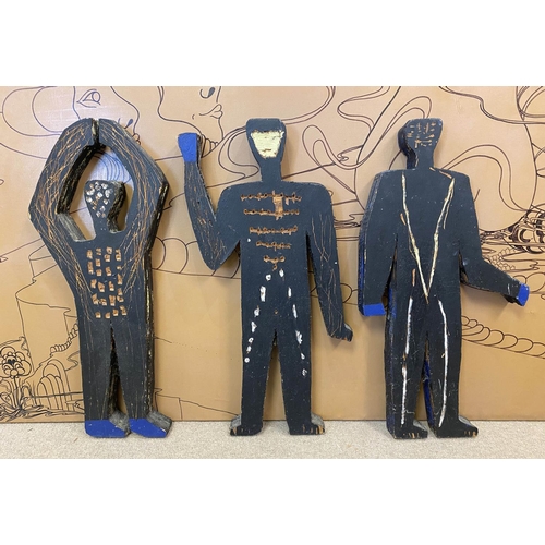 169 - PHILIP SMITH (Contemporary British) 'Silhouettes', carved wood, 71cm x 40cm x 5.5cm each. (Subject t... 