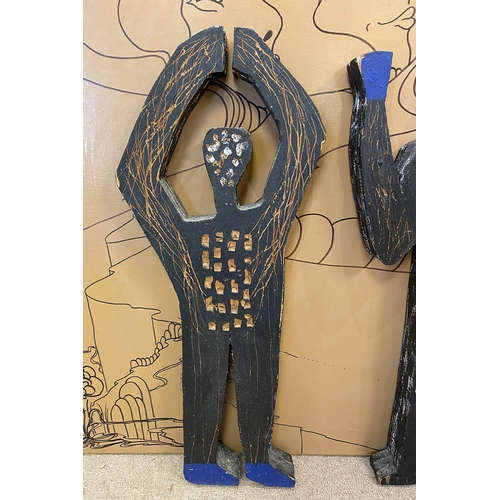 169 - PHILIP SMITH (Contemporary British) 'Silhouettes', carved wood, 71cm x 40cm x 5.5cm each. (Subject t... 