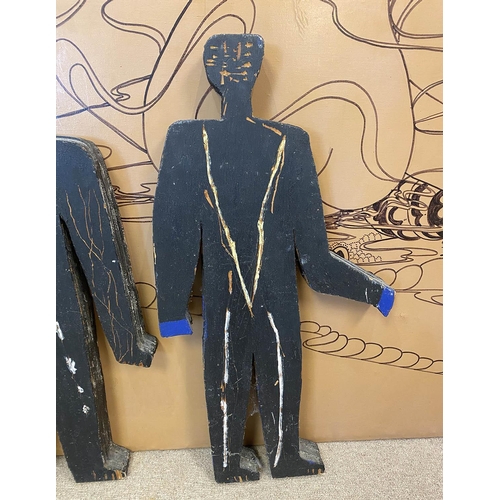 169 - PHILIP SMITH (Contemporary British) 'Silhouettes', carved wood, 71cm x 40cm x 5.5cm each. (Subject t... 