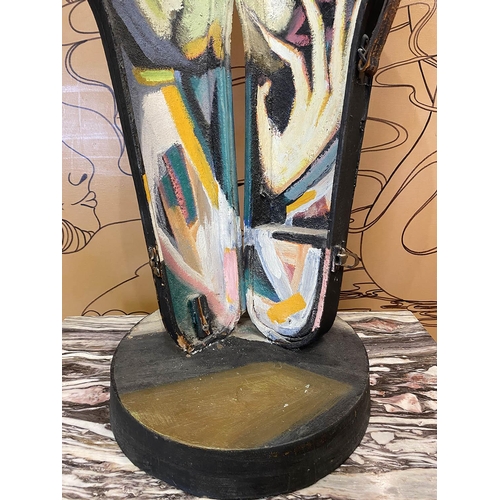 170 - STEFAN ROLOFF (German b. 1953), painted violin case, 75cm x 40cm x 40cm.