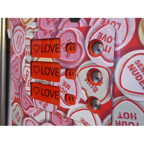 179 - RUDE LOVE HEARTS VENDING MACHINE BY BEE RICH, bespoke made, 36.5cm x 17cm x 71cm.
