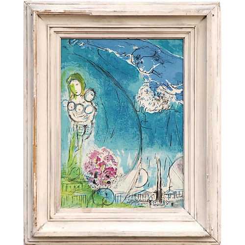 137 - MARC CHAGALL 'Place de la Concorde and Eiffel Tower', 1952, original lithograph, printed by Mourlot,... 